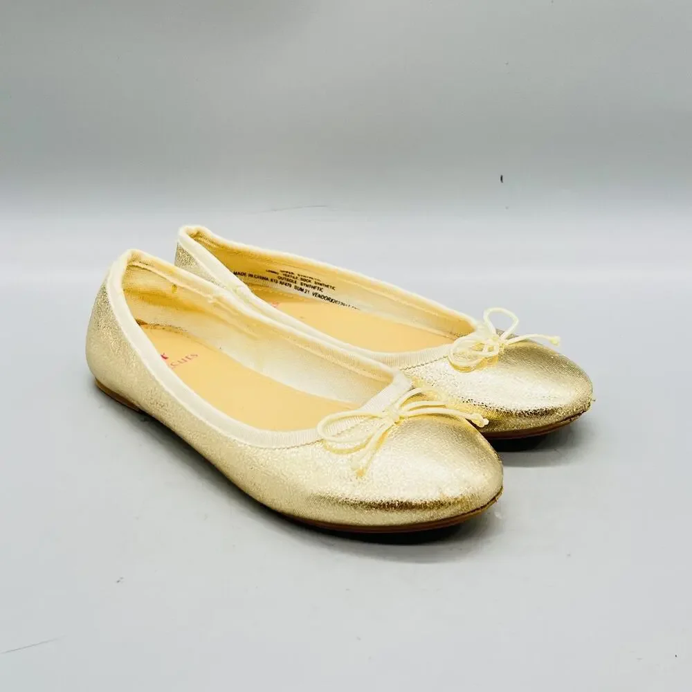 Crewcuts by J Crew Shoes Girls 13 Gold Ballet Flats Bow Slip On Dress Casual